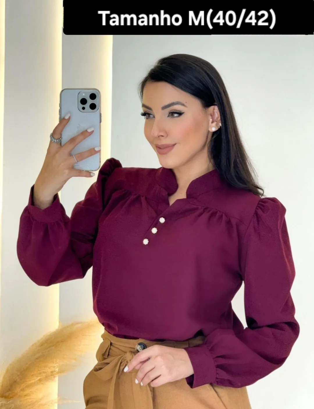 Blusa Crepe Manga Longa