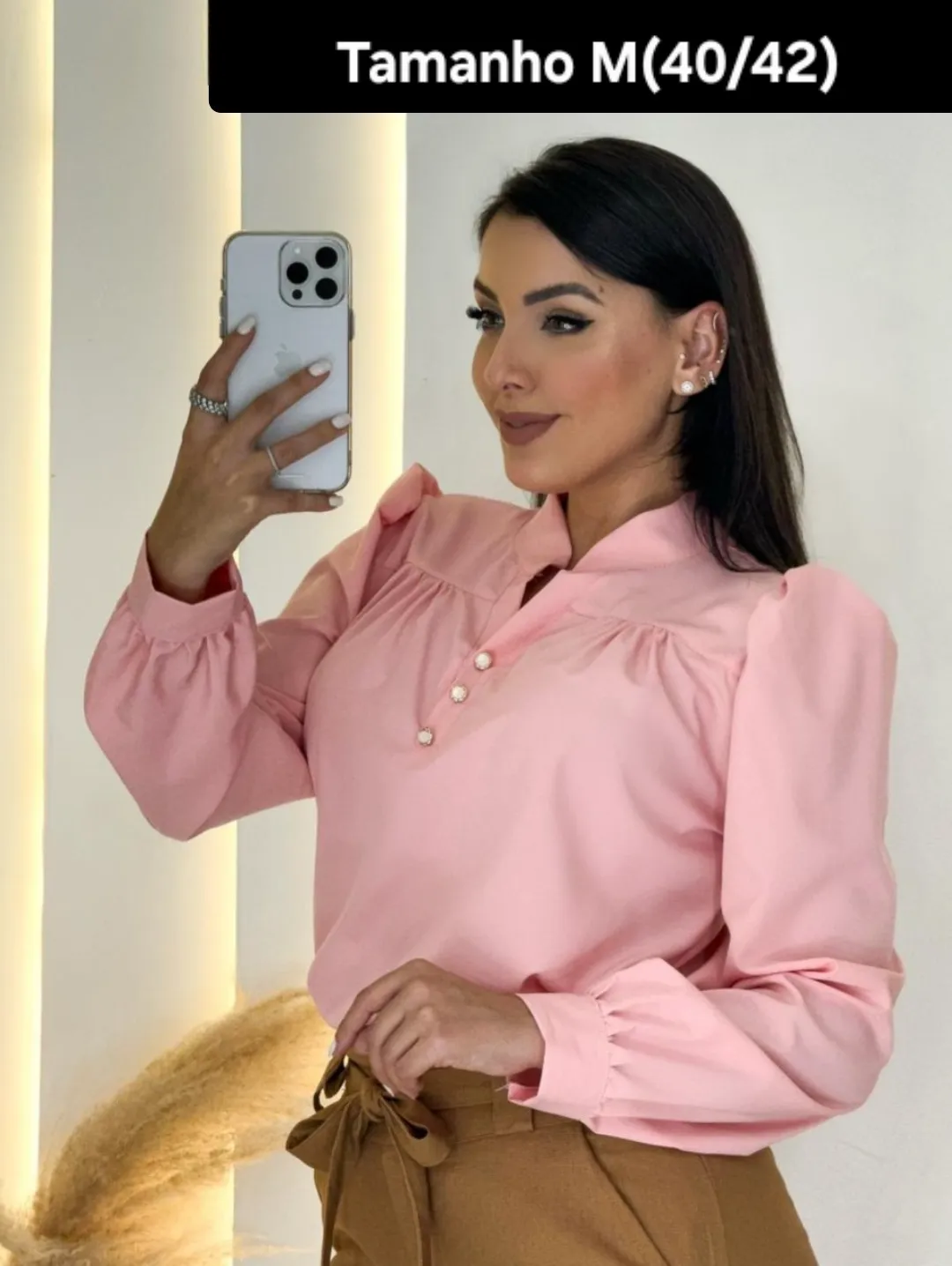 Blusa Crepe Manga Longa