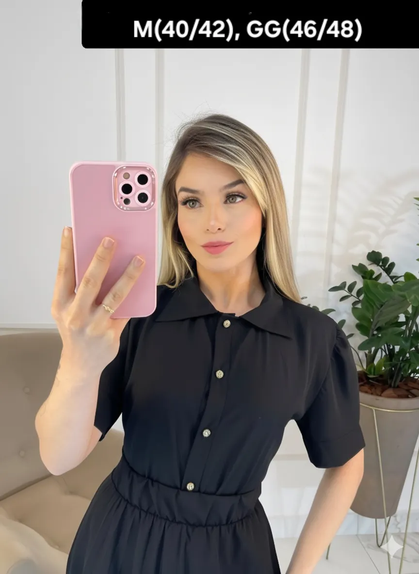 Blusa manga curta com botões